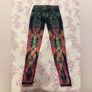 Teeki Black and Green Feather Kids Leggings
